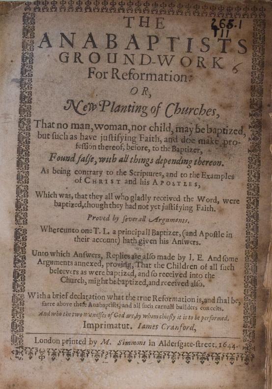 John Etherington / Anabaptists pamphlet / 1644